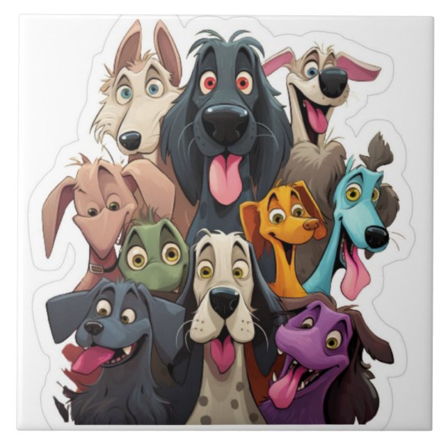 Azulejo De Cerâmica Cães engraçados (Frente)