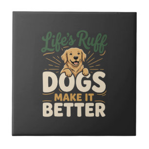 Azulejo De Cerâmica Cães Engraçados Tornam Tudo Melhor
