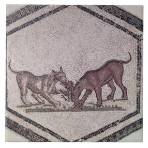 Azulejo De Cerâmica Cães que lutam por um pássaro, romanos, ò-ó século