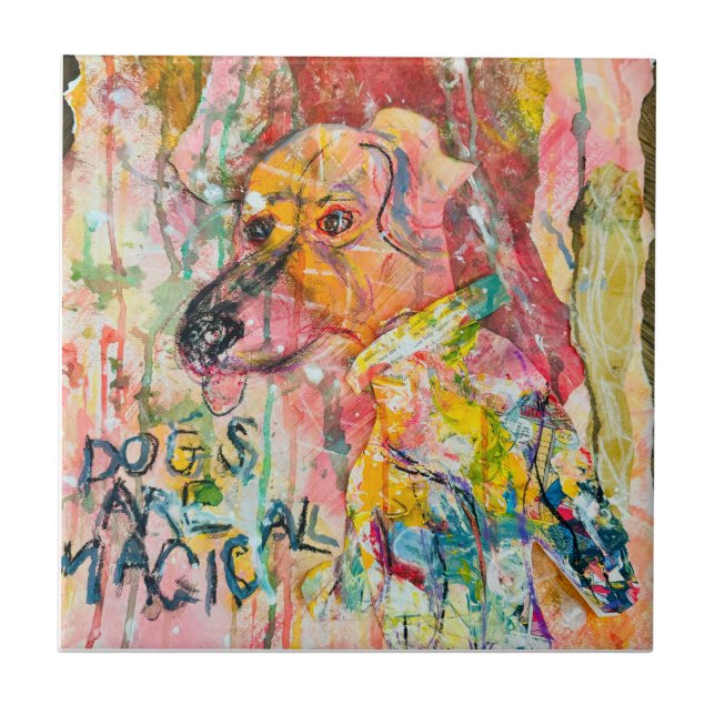 AZULEJO DE CERÂMICA  CÃES SÃO MÁGICOS (Frente)