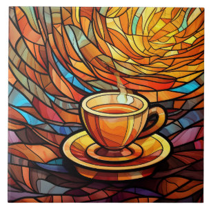 Azulejo De Cerâmica café compre de cozinha fofa, vidro manchado