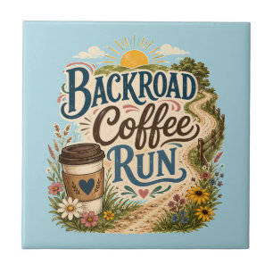 Azulejo De Cerâmica Café da Manhã na Estrada Rural ao Amanhecer