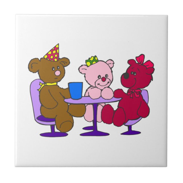 Azulejo De Cerâmica Café do urso de ursinho (Frente)