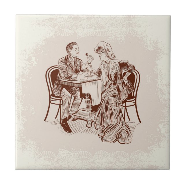 Azulejo De Cerâmica café e amor (Frente)