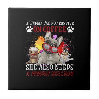 Azulejo De Cerâmica Café E Café Cão E Presentes Franceses Para Bulldog