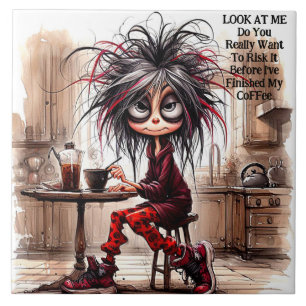 Azulejo De Cerâmica Café Quirky - Lady Risk It Cerâmica Azulejo