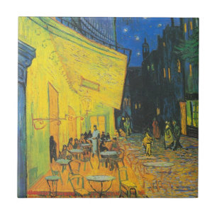 Azulejo De Cerâmica Café Terrace Cena de Rua Francesa de Van Gogh