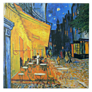 Azulejo De Cerâmica Café Terrace pintura de arte fina por Vincent van