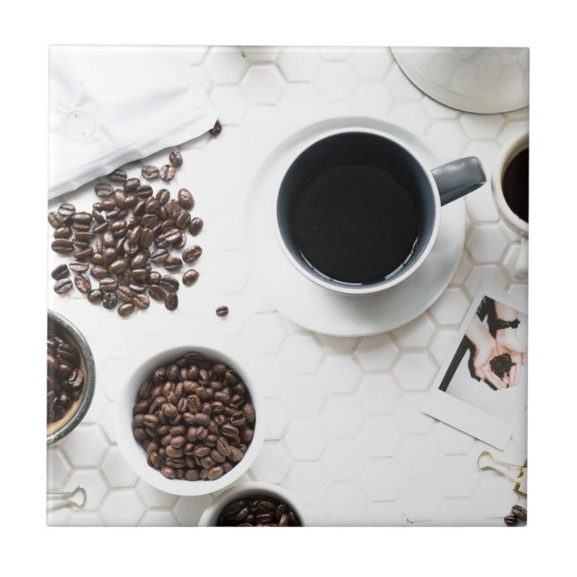 Azulejo De Cerâmica cafeína completa buzz de café (Frente)