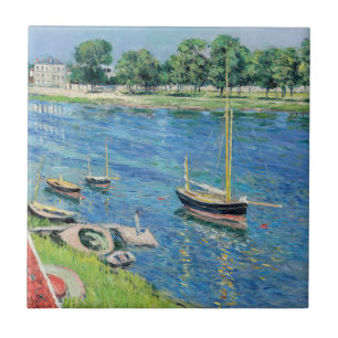 Azulejo De Cerâmica Caillebotte - Seine em Argenteuil, Barcos ancorado