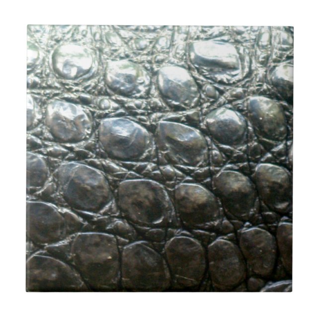 Azulejo De Cerâmica Caiman Crocodile Faux Alligator-Skin Design (Frente)