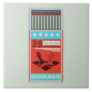 Azulejo De Cerâmica Caixa retrorativa de fósforos de pop