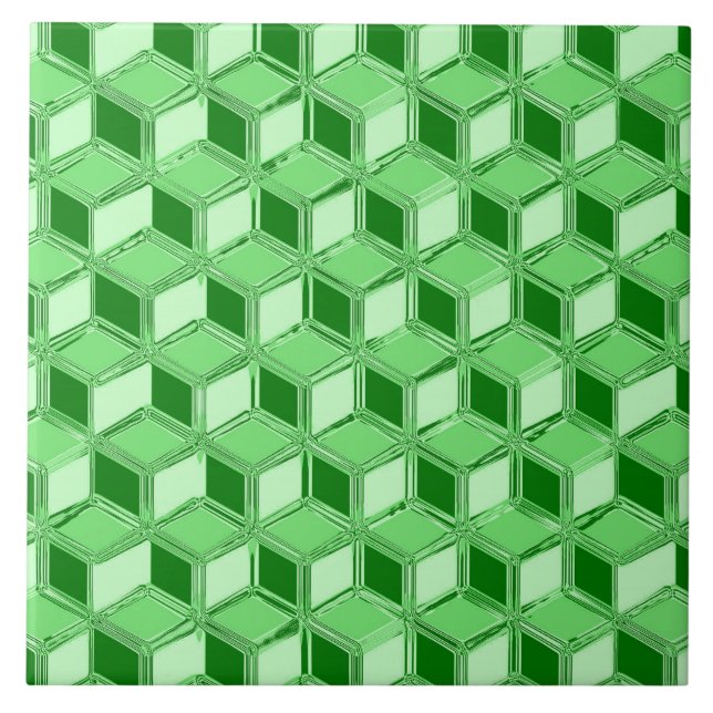 Azulejo De Cerâmica Caixas 3D cromadas - verde esmeralda (Frente)