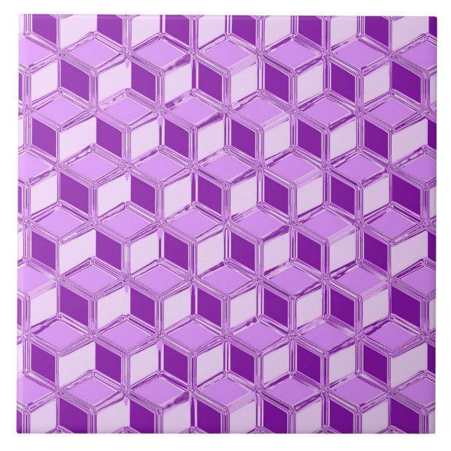 Azulejo De Cerâmica Caixas 3d cromo - violeta roxa (Frente)