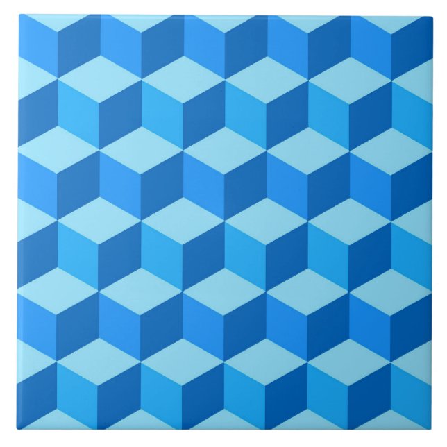 Azulejo De Cerâmica Caixas 3D, Sapphire e Sky Blue (Frente)