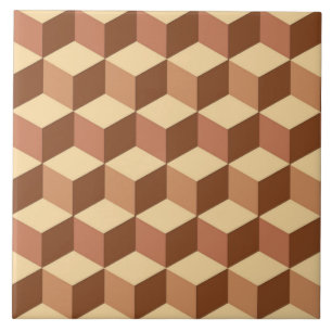 Azulejo De Cerâmica Caixas 3D, Tan, Brown e Beige