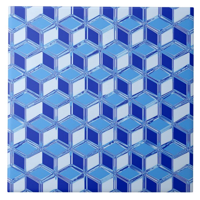 Azulejo De Cerâmica Caixas de 3 d crômicos - azul de cobalto (Frente)