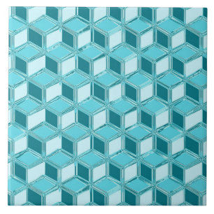Azulejo De Cerâmica Caixas de 3 d crômio - turquesa / aqua