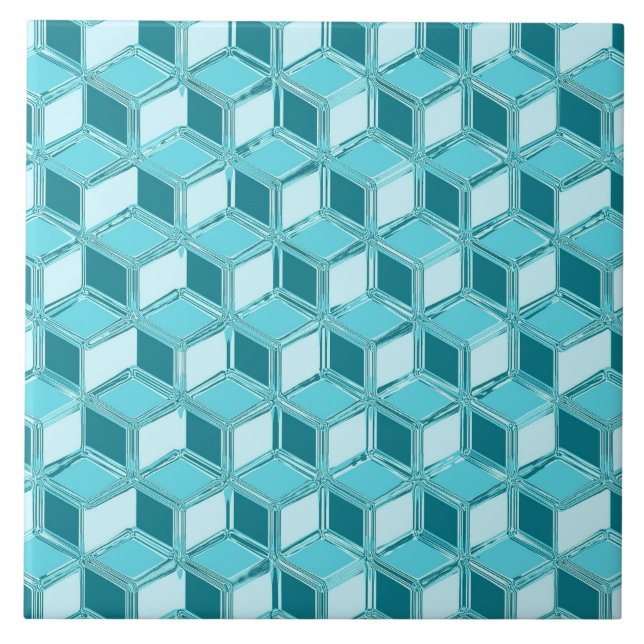 Azulejo De Cerâmica Caixas de 3 d crômio - turquesa / aqua (Frente)