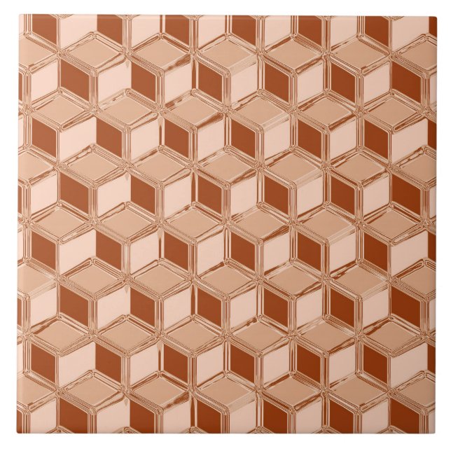 Azulejo De Cerâmica Caixas de 3 d cromo - de cobre (Frente)