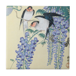 Azulejo De Cerâmica Caixas e Wisteria por Ohara Koson