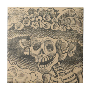 Azulejo De Cerâmica Calavera Catrina (Esqueleto De Dapper) (Caveira El