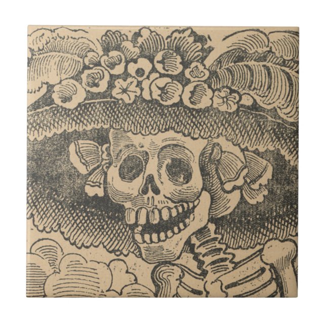 Azulejo De Cerâmica Calavera Catrina (Esqueleto De Dapper) (Caveira El (Frente)