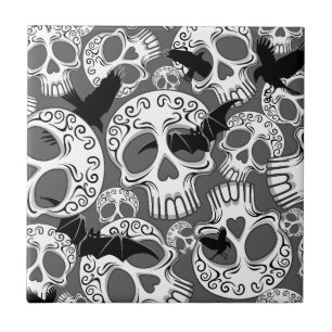 Azulejo De Cerâmica Calaveras Decorativas do Halloween