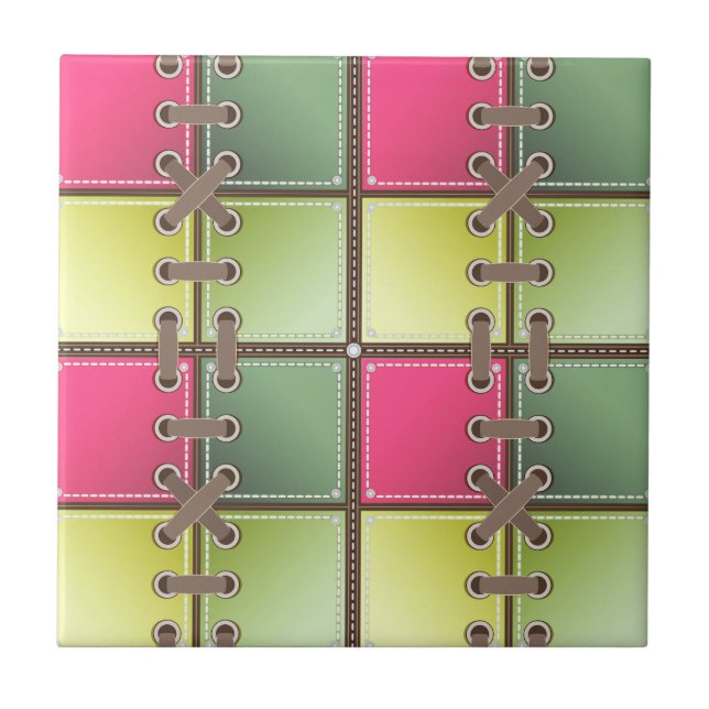 Azulejo De Cerâmica calçado laca moda rosa e verde (Frente)