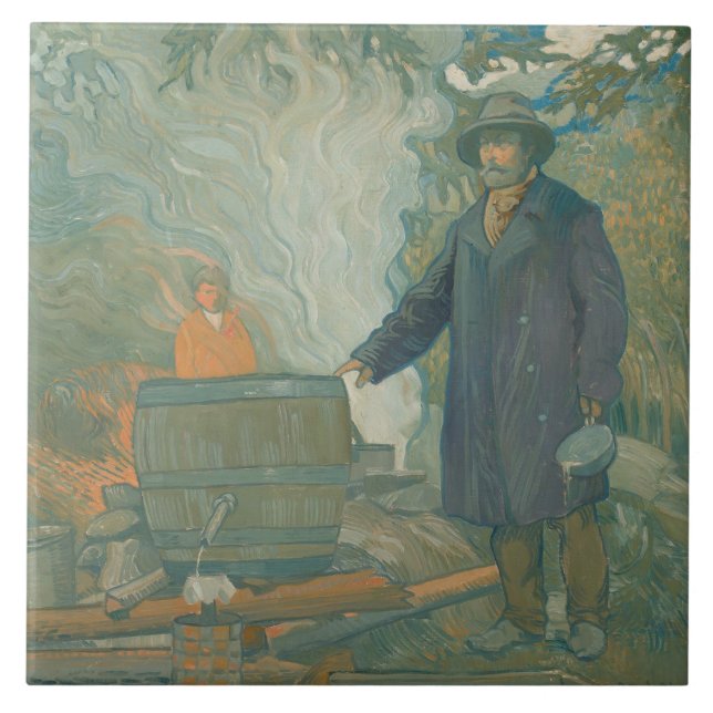 Azulejo De Cerâmica Caldeira Branca de Moonshiners Florestais (Frente)