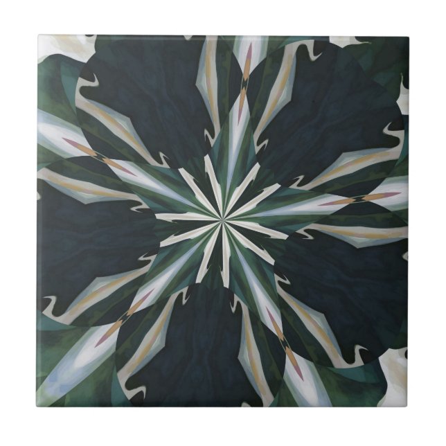 Azulejo De Cerâmica Caleidoscópio da estrela do lírio de Calla (Frente)