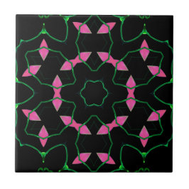 Azulejo De Cerâmica Caleidoscópio de Esmeralda e Rosa