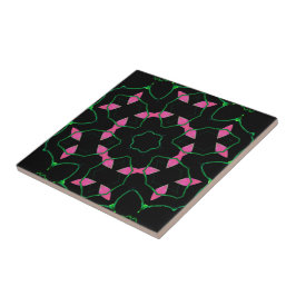 Azulejo De Cerâmica Caleidoscópio de Esmeralda e Rosa
