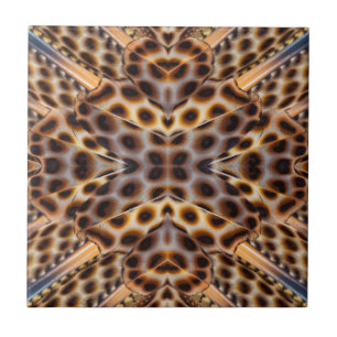 Azulejo De Cerâmica caleidoscópio de pena de faisão marrom