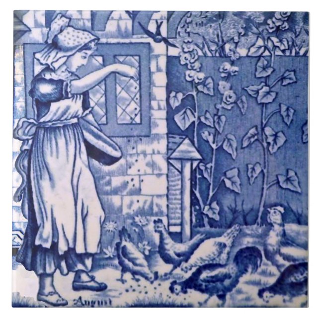 Azulejo De Cerâmica Calendário Azul de setembro Repro Antique Wedgwood (Frente)