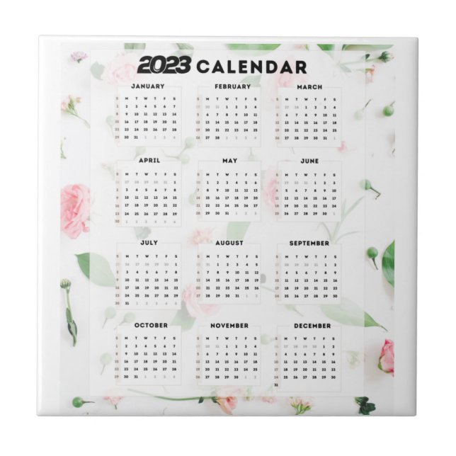 Azulejo De Cerâmica calendrier 2023 floral (Frente)