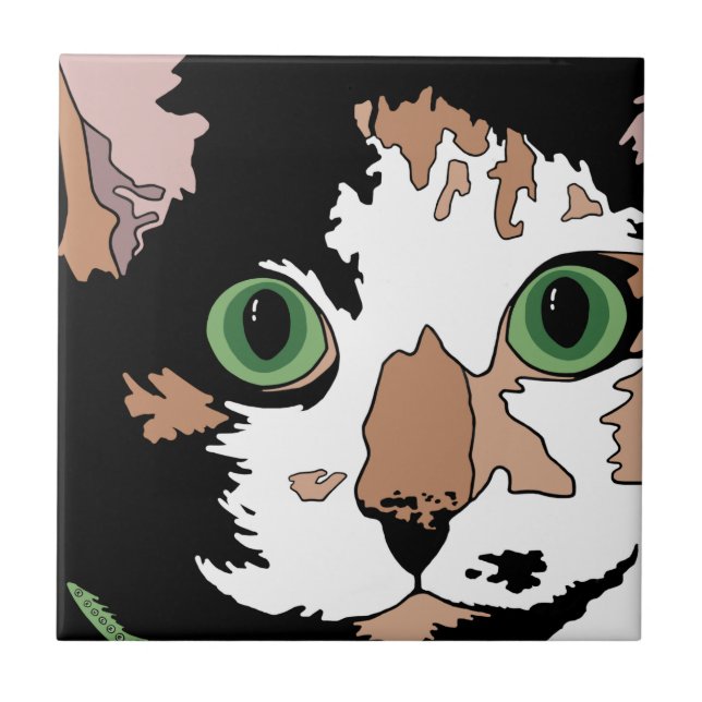 Azulejo De Cerâmica Calico Cat (Frente)