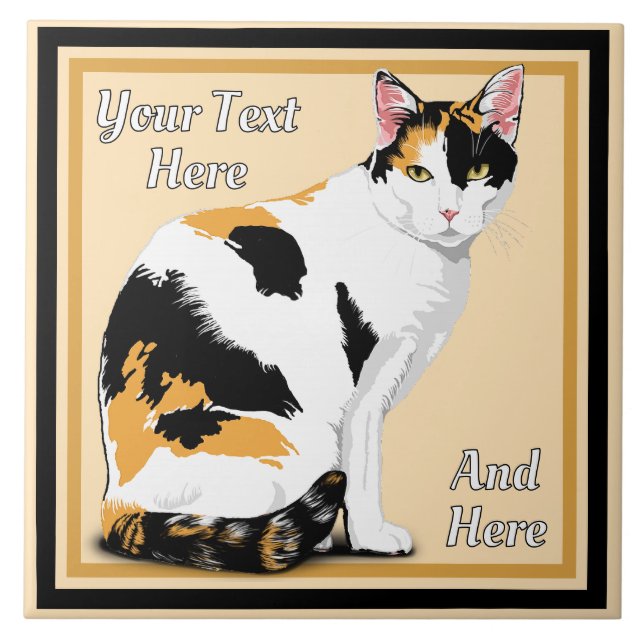 Azulejo De Cerâmica Calico Cat Personalizado (Frente)