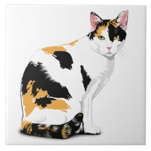 Azulejo De Cerâmica Calico Cat Personalizado