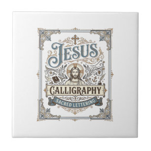 Azulejo De Cerâmica Caligrafia de Jesus Letra Sagrada Caligrafia de Je