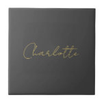 Azulejo De Cerâmica Caligrafia Dourada Cor Cinza Personalizada Edição<br><div class="desc">Se você está procurando uma design simples,  legível e minimalista,  é para você.</div>