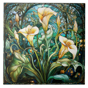 Azulejo De Cerâmica Calla Lily Art Nouveau Deco