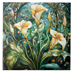 Azulejo De Cerâmica Calla Lily Art Nouveau Deco