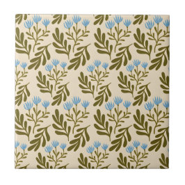 Azulejo De Cerâmica  Calm and Natural: Blue Flower Seamless Pattern