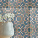 Azulejo De Cerâmica Calmante Azul bege Branco Vestido Geométrico<br><div class="desc">Esse azulejo cerâmico é uma bela mistura de arte tradicional e estética contemporânea. A cor base é uma sombra calmante de azul, fornecendo um pano de fundo sereno para o intrincado design que a adornou. Linhas geométricas brancas cruzam o azulejo, formando uma estrutura complexa de formas de diamante e outros...</div>