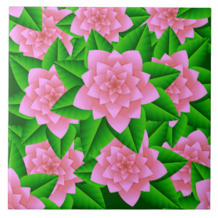 Azulejo De Cerâmica Camellias cor-de-gelo e folhas verdes