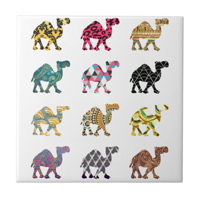 Azulejo De Cerâmica Camelos bonitos do divertimento (Frente)