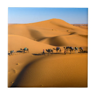Azulejo De Cerâmica camelos no deserto sob céu azul