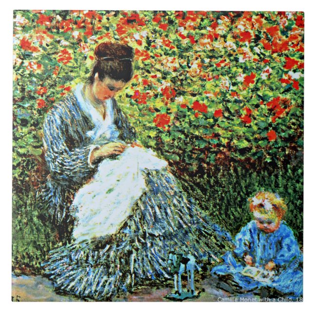 Azulejo De Cerâmica Camille Monet e Child, (Frente)
