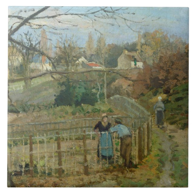 Azulejo De Cerâmica Camille Pissarro | a cerca, 1872 (óleo em canvas) (Frente)